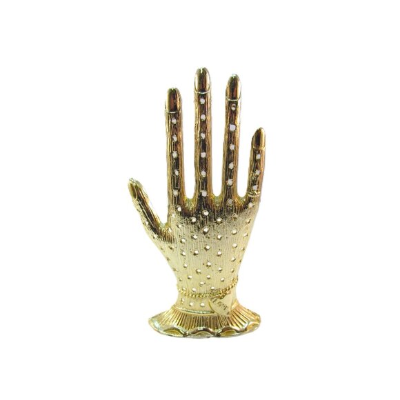 Vintage Gold Plated Hand Display Stand For Earrings Signed Torino - Picture 1 of 9